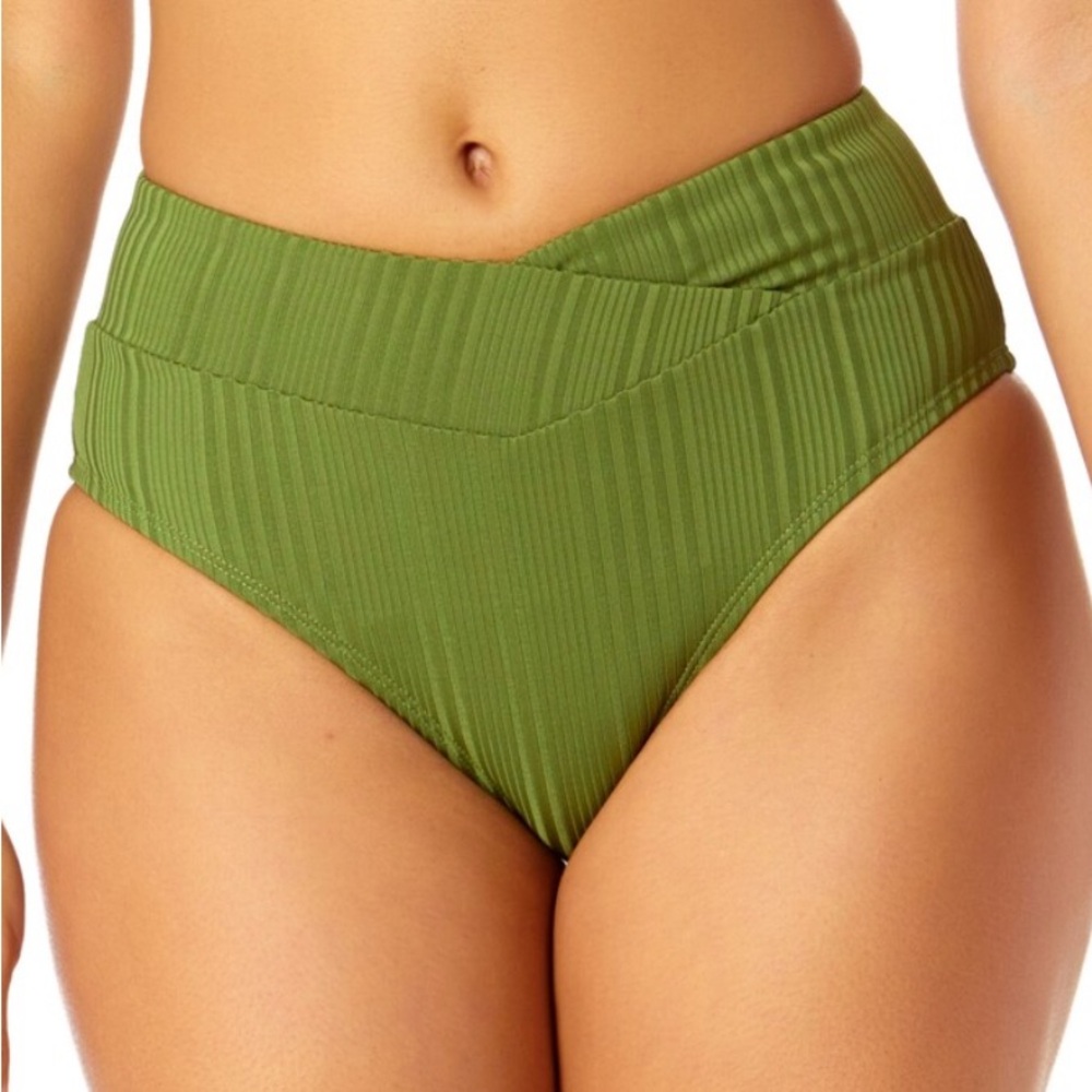 Salt & Cove Olive Green High-Waisted Hipster Bikini Bottom NWT SMALL